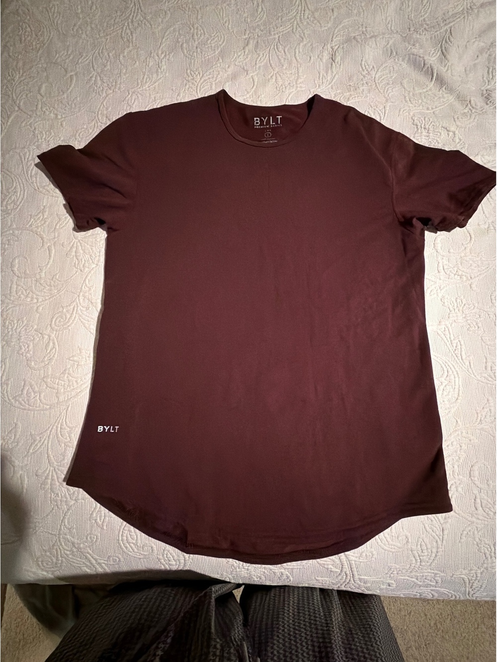 BYLT Premium Basics Lux T-Shirt in Burgundy, Size Large